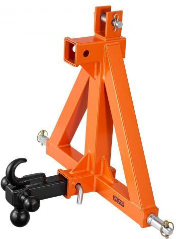 Vevor 3 Point Trailer Hitch 50.8mm Receiver 3 Pt Quick Hitch 3 Trailer Balls Tractor Tow Drawbar Adapter Category 1 Kubota Mahindra Ford Yanmar John Deere Massey Ferguson Orange