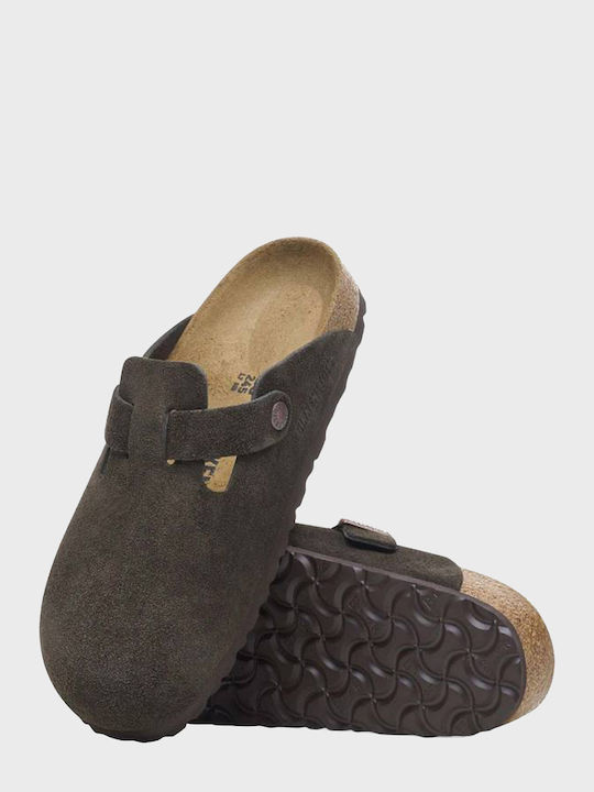 Birkenstock Boston Leder Holzschuhe Braune
