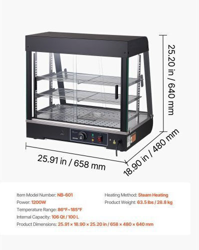 Vevor Bufet De Încălzire Cu Putere 1200W Și Dimensiuni 65.8x48x64cm