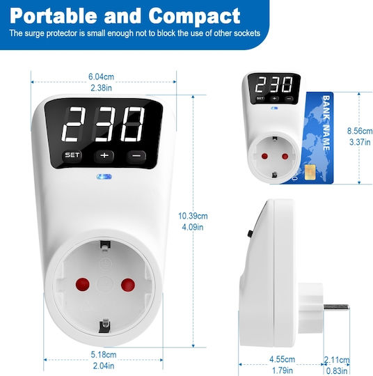 Smart Socket Overvoltage Undervoltage Protection Sinotimer Led Display 230v 16a 3680w Voltage Adjustment