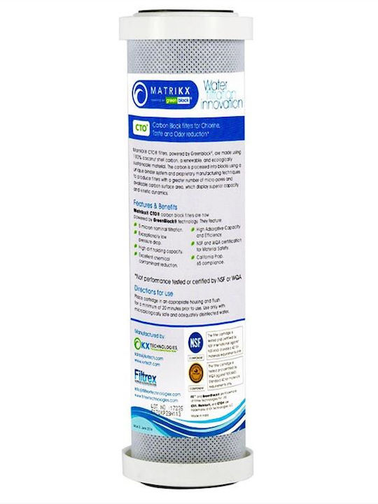 Matrikx Countertop and Under Sink Water Filter Replacement made of Activated Carbon 10" CTO 5 μm
