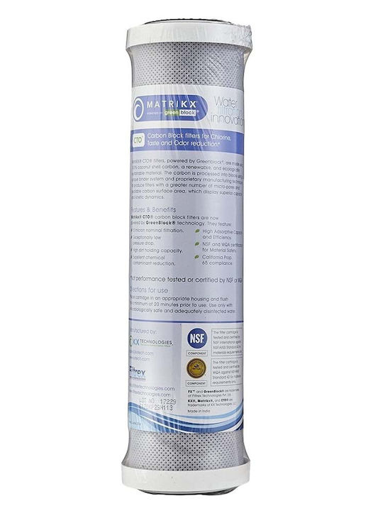Matrikx Countertop and Under Sink Water Filter Replacement made of Activated Carbon 10" CTO 5 μm