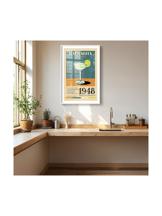 Poster Vintage Margarita Classic Cocktail Pst25385 30cm X 40cm Premium Black Wooden Frame