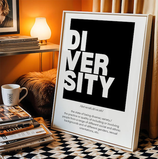 Quote Poster Diversity Pq194 60cm X 90cm Natural Wooden Frame Beige