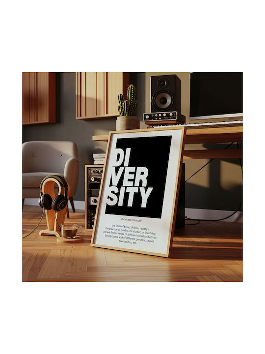 Quote Poster Diversity Pq194 60cm X 90cm Natural Wooden Frame Beige