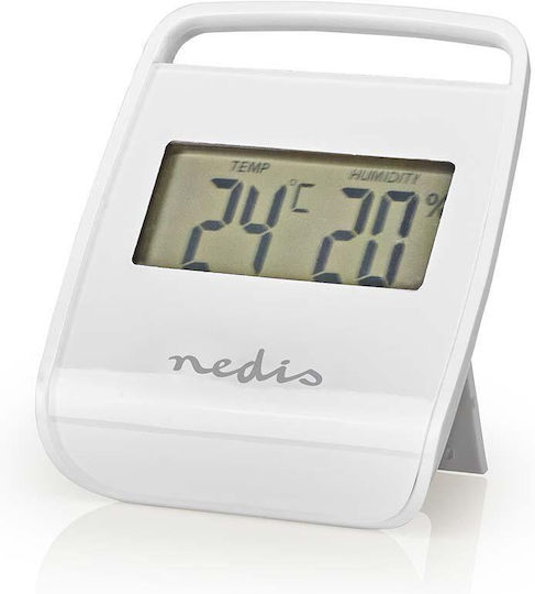 Nedis Digital Indoor Thermometer Hygrometer Lcd Screen Stand White