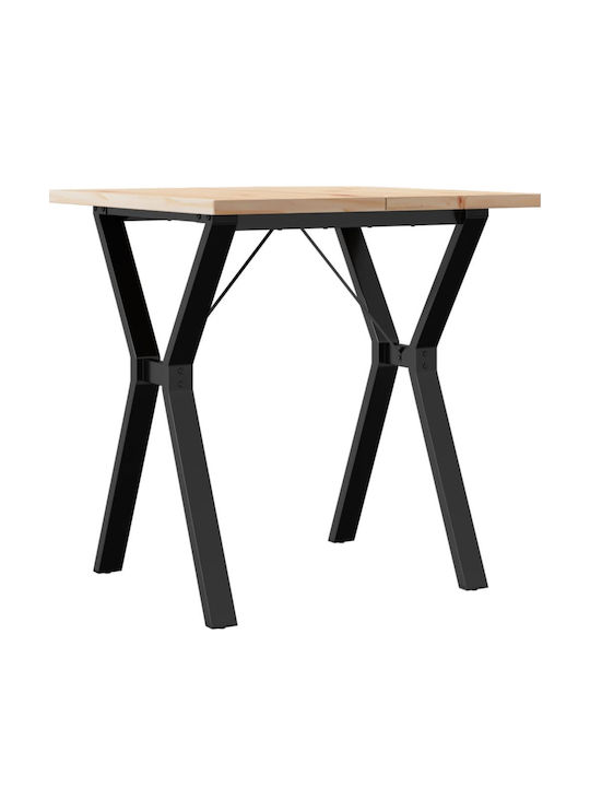 Square Table Dining Room from Solid Wood & Metal Solid pine/cast iron 70x70x75.5cm