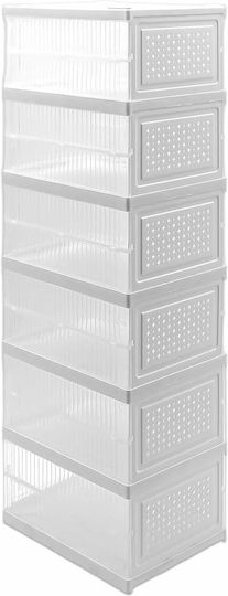 Folding Plastic Shoe Storage Case in White Colour 25.5x34.5x105cm