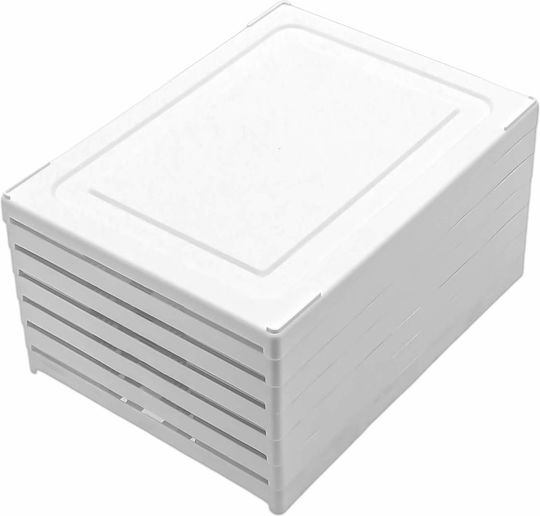 Folding Plastic Shoe Storage Case in White Colour 25.5x34.5x105cm