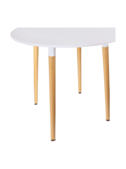 Round Table Dining Room Wooden White 76x76x75.5cm