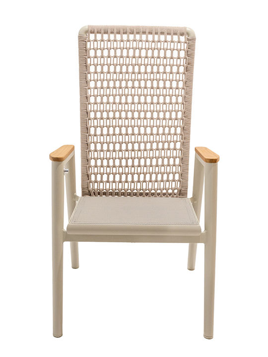Gartenstühle Außenbereich Aluminium Ecru 2 Stück 83x108cm