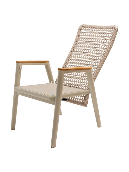 Gartenstühle Außenbereich Aluminium Ecru 2 Stück 83x108cm