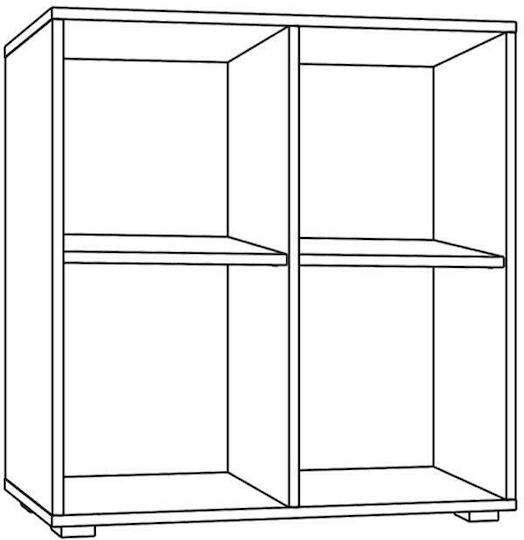 Smart Bookcase 4p Grey Oak 74x25x76cm