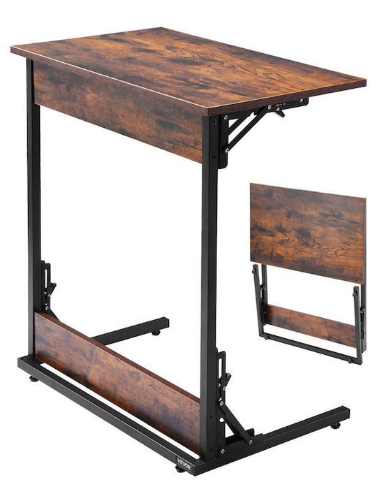 Table Kitchen Collapsible Wooden with Metal Frame Coffee 60x37x70cm