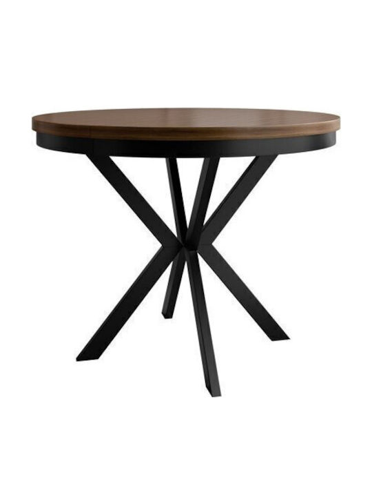 Oswego 156 Rund Tisch Speisesaal Holz Walnut, Black 76x76cm