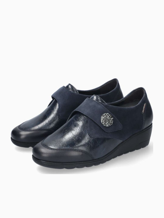 Anatomische Damen Slip-Ons Leder Blau
