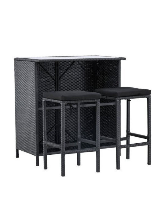 Dallas Outdoor Bar Set 3 Pieces Black with Pillows