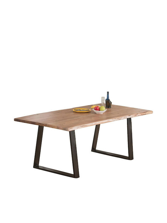 Lizard-W Slim Трапезна Маса От Масивно Дърво И Черен Метал 200x100x78см ЕА7100SW