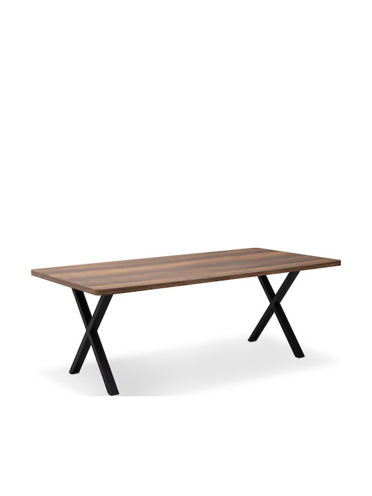 Jeremy Tisch Speisesaal Holz mit Metallgestell Walnut 200x100x75cm