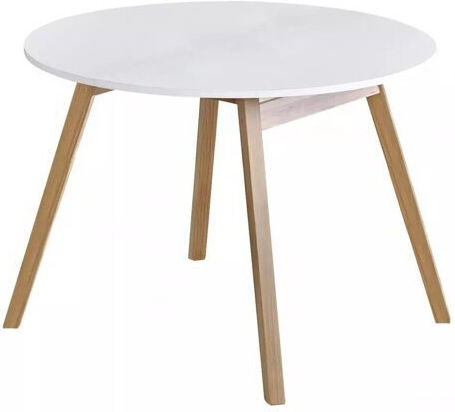 Houston 981 Round Dining Table Oak Glossy White Houston 981 Round Dining Table Oak Glossy White