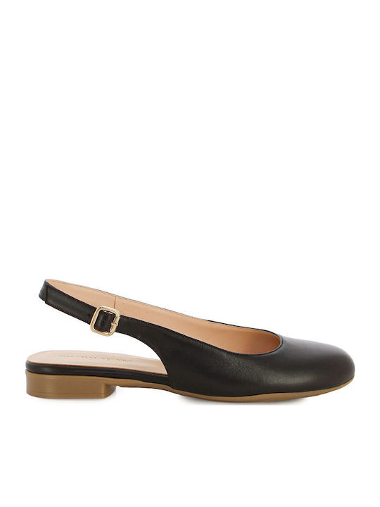 Δερμάτινες Γυναικείες Μπαλαρίνες Slingback σε Καφέ Χρώμα