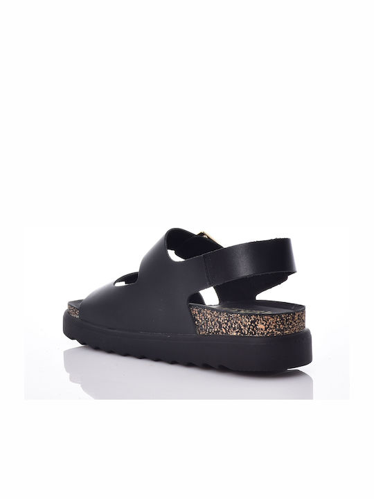 Leather Women's Anatomic Flat Sandals Black