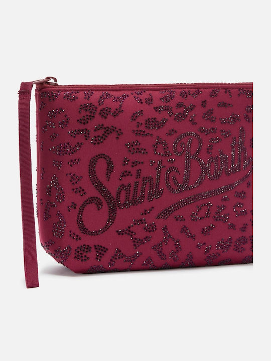 Mc2 Saint Barth Aline Scuba Pouch Leopard Print Applied Rhinestones Ali0032/00269l