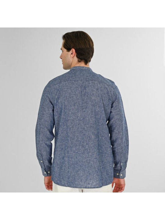 Short Sleeve Linen Shirt Blue Melange