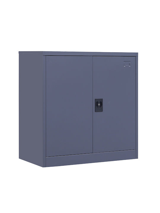 Double-Leaf Steelen Metallic Galvanized Cabinet with Locking Capability with 2 Shelves Grey 70x40x91 cm