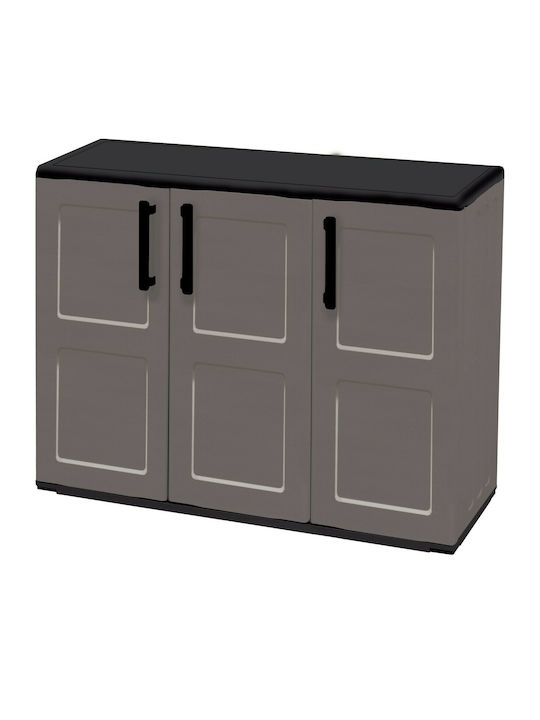 Three-leaf Outdoor Storage Cabinet Made of Polypropylene with Divider & 1 Shelf 102x37x84 cm