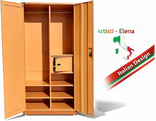 Dulap Dublu-Foi Metalic Cu Posibilitate De Blocare Cu Spațiu De Depozitare În Aer Liber Și 4 Rafturi 90x50x200cm