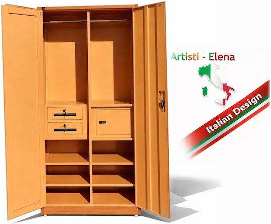 Dulap Dublu-Foi Metalic Cu Posibilitate De Blocare Cu Spațiu De Depozitare În Aer Liber Și 4 Rafturi 90x50x200cm
