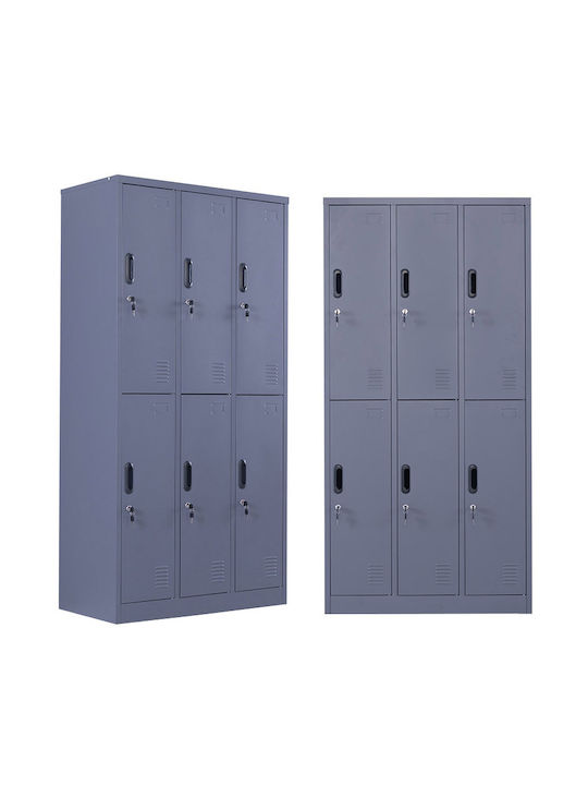 Dulap Metalic Steelen Cu 6 Dulapuri Antracit Mat Fără Picioare 90x45x180cm