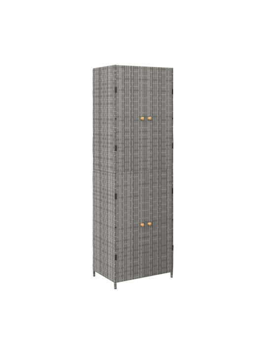 Двукрилен гардероб Метал с 3 рафтове Сив 59x40x180бр