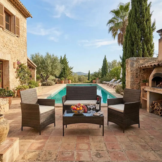 Archer 4-Piece Outdoor Living Room Set With Pillows Architecture