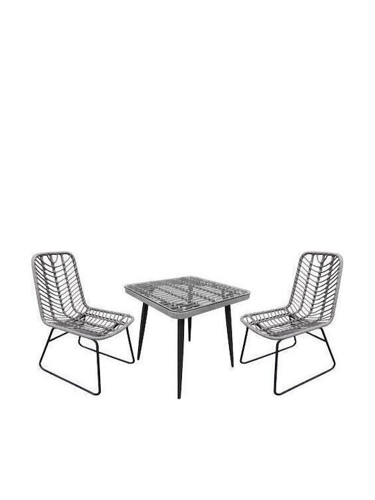ArteLibre Garten- und Outdoor-Möbelsets für kleinen Raum Cali 3 Stück Grau/Schwarz