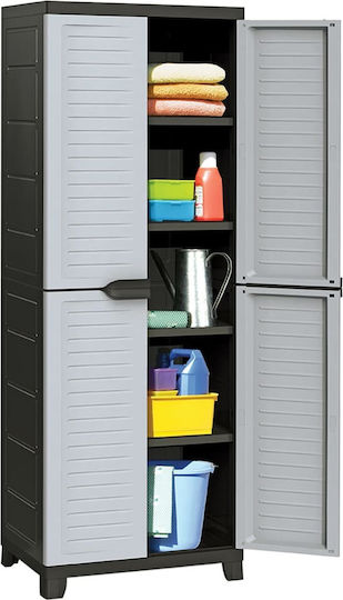 Zweiflügeliger Schrank Kunststoff mit 4 Regale Grey 65x45x181cm