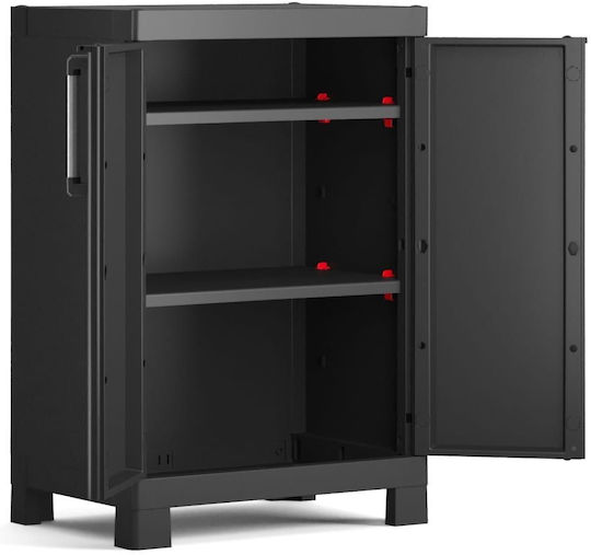 Double-Leaf Detroit Plastic Outdoor Storage Cabinet with 2 Shelves Black 65x45x97cm