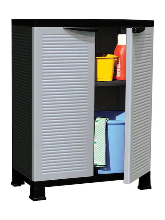 Zweiflügeliger Schrank Kunststoff mit 2 Regale Grey 68x39x92cm