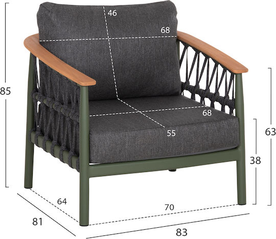 Outdoor Living Room Set Stream 5 Pieces Green with Pillows
