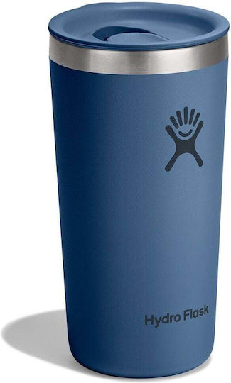Hydro Flask Ποτήρι Θερμός Ανοξείδωτο 355ml Harbor Blue με Καλαμάκι και Λαβή