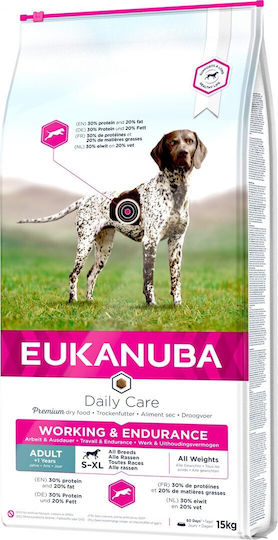 Eukanuba Premium Working & Endurance 15kg Ξηρά Τροφή χωρίς Γλουτένη για Ενήλικους Σκύλους με Κοτόπουλο
