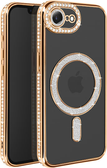 Avizar Magsafe-kompatible iPhone 17e Handyhülle mit Strassbesatz Gold