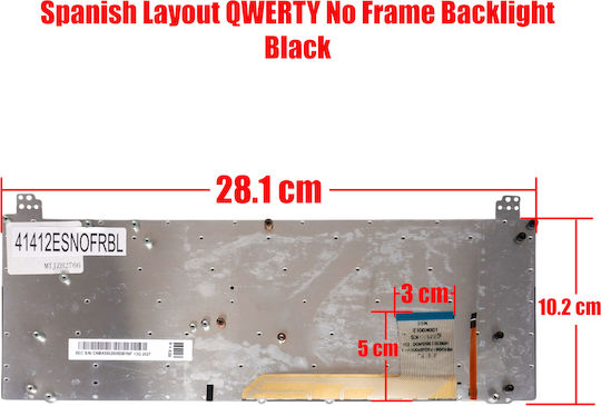 Spanish Laptop Keyboard Samsung 900x1b 900x1a NP900x1a NP900x3a 900x3a-a01 900x3a-b01 BA59-03686L BA75-03221A BA75-03221B BA75-03221C ES No Frame Backlit Black Code 41412esnofrbl