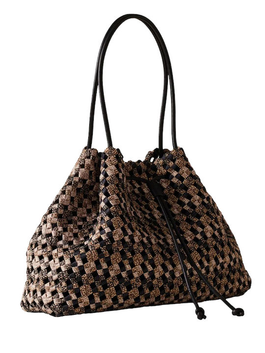 Fabric Women's Shopper Shoulder Bag Brown