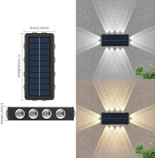 Lampa Solară de Perete cu Lumină Alb Cald 8x17.7x3.7cm