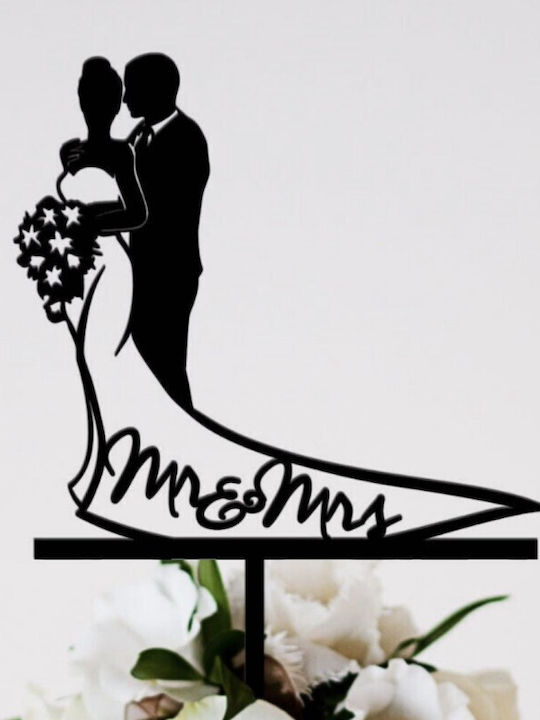 Cake Topper Flippy Model 1 Mrandmrs 17.5 X 11 Cm Black