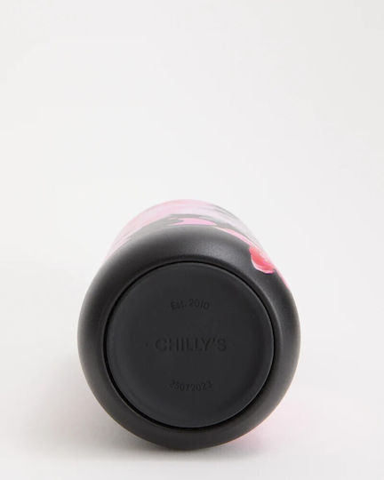 Chilly's Series 2 Botanical Stainless Steel Thermos Bottle BPA Free 500ml Glass Pansy