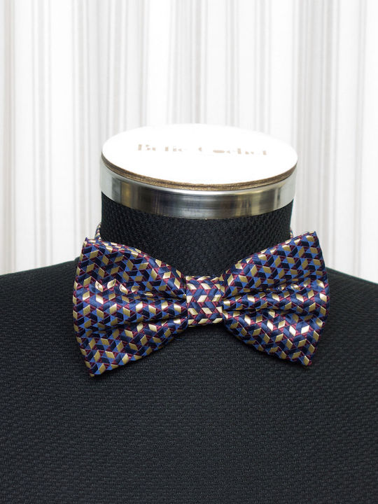 Set 3 Pieces Bow Tie Cufflinks Pocket Square Men Multicolored Stylized Print Setp223
