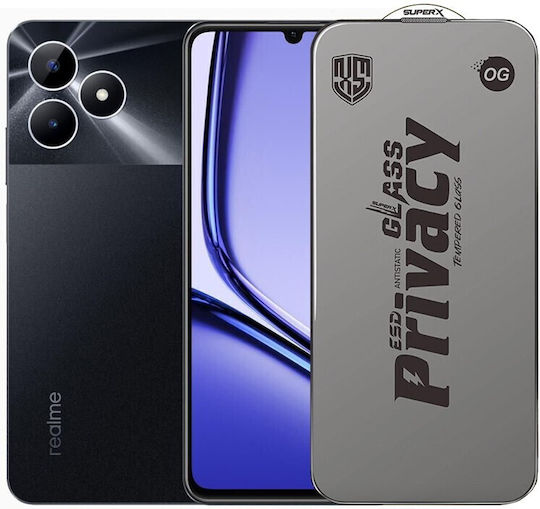 Protective Film Realme Note 50 Flippy Esd Antistatic Tempered Glass Super-x Privacy Og Black Edges 0.30 Mm Dark Transparent